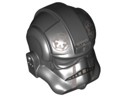 Minifigure, Headgear Helmet SW Stormtrooper Type 2, TIE Fighter Pilot Pattern 2: {черен}