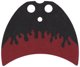 Minifigure, Cape Cloth, Crescent Shaped with Flames on Black Background Pattern: {нов тъмно червен}