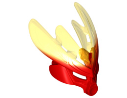 Bionicle Mask Protector with Marbled Trans-Yellow Pattern (Protector Mask of Fire): {ярко червен}