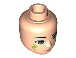 Mini Doll, Head Friends Male Large with Lime Eyes, Slight Smile and Lime Elves Tribal Pattern (Farran): {светло нуга}