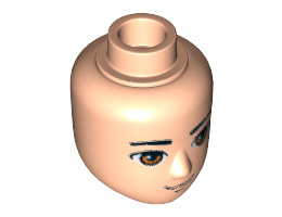 Mini Doll, Head Friends Male Large with Orange Eyes, Thick Black Eyebrows and Smile Pattern (Johnny Baker): {светло нуга}