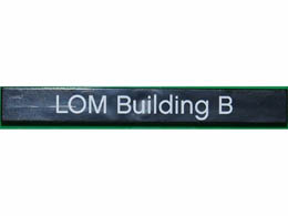 Tile 1 x 8 with 'LOM Building B' Pattern: {черен}