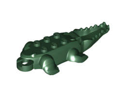 Alligator / Crocodile Body with 10 Lower Teeth: {земно зелен}