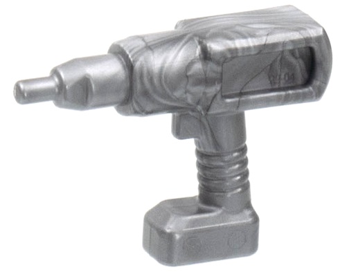 Minifigure, Utensil Tool Cordless Electric Impact Wrench / Drill: {сребърно метален}