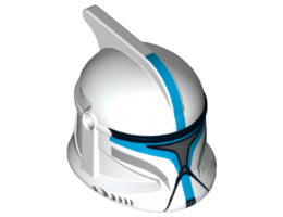Minifigure, Headgear Helmet SW Clone Trooper with Holes, Dark Azure Markings and Silver Visor Pattern (Clone Trooper Lieutenant): {бял}
