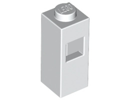 Brick, Modified 1 x 1 x 2 with Square Hole: {бял}