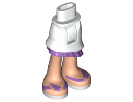 Mini Doll Friends Hips and Asymmetric Layered Skirt, Medium Lavender Ruffle, Light Nougat Legs and Dark Purple Sandals Pattern: {бял}