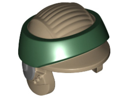 Minifigure, Headgear Helmet SW Rebel Commando with Dark Green Band Pattern: {пясъчно жълт}