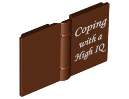Minifigure, Utensil Book 2 x 3 with White 'Coping with a High IQ' Pattern: {червеникаво-кафяв}