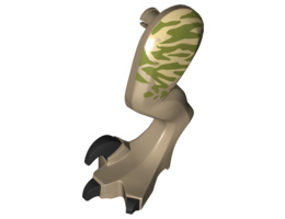 Dinosaur Leg Large (Rear) Raptor Left with Pin, Black Claws and Tan Stripes over Olive Green Pattern: {пясъчно жълт}