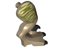 Dinosaur Leg Large (Rear) Raptor Right with Pin, Black Claws and Tan Stripes over Olive Green Pattern: {пясъчно жълт}