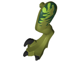 Dinosaur Leg Large (Rear) Raptor Left with Pin, Black Claws and Dark Green Stripes over Lime Pattern: {маслинено зелен}
