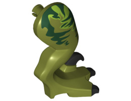 Dinosaur Leg Large (Rear) Raptor Right with Pin, Black Claws and Dark Green Stripes over Lime Pattern: {маслинено зелен}