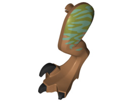 Dinosaur Leg Large (Rear) Raptor Left with Pin, Black Claws and Medium Azure Stripes over Olive Green Pattern: {умерен нуга}
