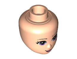 Mini Doll, Head Friends with Medium Lavender Eyes, Dark Pink Lips, Open Smile and 2 Blue Stars under Left Eye Pattern: {светло нуга}