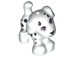 Dog, Friends, Puppy, Standing with Medium Lavender Eyes and Black Nose, Mouth and Spots Pattern (Cookie): {бял}