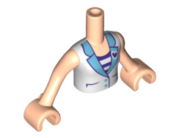 Torso Mini Doll Friends White Vest with Dark Purple Heart over White and Dark Purple Striped Shirt Pattern, Light Nougat Arms with Hands : {светло нуга}