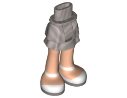 Mini Doll Friends Hips and Layered Skirt, Light Nougat Legs and White Shoes with Ankle Straps Pattern: {сребърно метален}