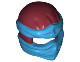 Minifigure, Headgear Ninjago Wrap Type 2 with Dark Azure Wraps and Knot Pattern: {нов тъмно червен}