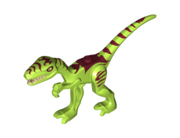 Dinosaur, Coelophysis / Gallimimus with Dark Red Stripes and White Eyes Pattern: {ярко жълто-зелен}