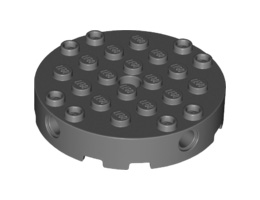 Brick, Round 6 x 6 with 4 Side Pin Holes and Center Hole: {тъмно каменно сив}