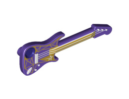 Minifigure, Utensil Guitar Electric with White Strings and Star and Gold Geometric Pattern: {светло виолетов}