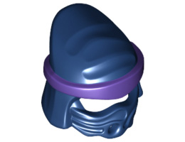 Minifigure, Headgear Ninjago Wrap Peaked Head with Dark Purple Wrap and Knot Pattern: {земно син}