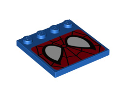 Tile, Modified 4 x 4 with Studs on Edge with Spider-Man Eyes Pattern (10687): {ярко син}