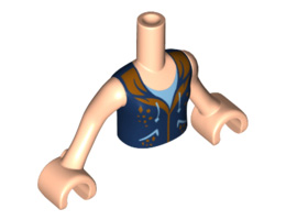 Torso Mini Doll Friends Dark Blue Vest with Gold Trim Pattern, Light Nougat Arms with Hands: {светло нуга}