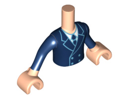 Torso Mini Doll Friends Dark Blue Jacket with Tie over White Shirt Pattern, Light Nougat Arms with Hands with Dark Blue Sleeves Pattern : {светло нуга}