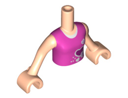 Torso Mini Doll Friends Dark Pink Top with Hearts Pattern and White Undershirt, Light Nougat Arms with Hands: {светло нуга}