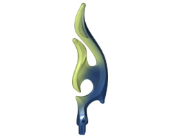 Wave Rounded Double with Axle (Flame) with Marbled Yellowish Green Pattern: {земно син}