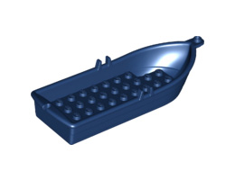 Boat, 14 x 5 x 2 with Oarlocks without Hollow Inside Studs: {земно син}