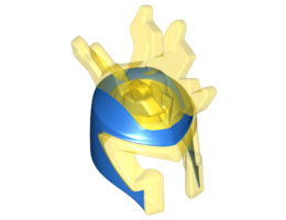 Minifigure, Headgear Helmet Electrolyzer with 6 Lightning Bolts and Blue Printed Surface Pattern: {прозрачно жълт}