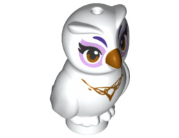 Owl, Elves with Gold Beak, Eyes and Necklace and Lavender Eye Borders Pattern (Nascha): {бял}