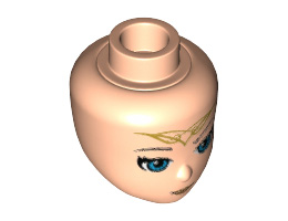 Mini Doll, Head Friends with Blue Eyes and Gold Elves Tribal Pattern (Skyra): {светло нуга}