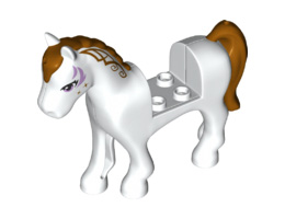 Horse with 2 x 2 Cutout, Lavender Eyes and Face Decoration, Gold Mane and Tail Pattern: {бял}