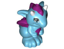 Dragon, Elves, Baby with Magenta Stomach, Spines and Wings and White Horns Pattern (Miku): {умерено небесносин}