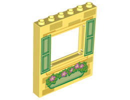 Panel 1 x 6 x 6 with Window with Yellowish Green Shutters and Flower Box Pattern: {студено жълт}