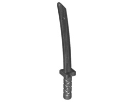 Minifigure, Weapon Sword, Shamshir/Katana (Square Guard) with Capped Pommel and Holes in Crossguard and Blade: {титаниево метален}