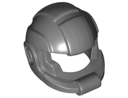 Minifigure, Headgear Helmet Space with Open Visor Large and Silver Stripe Pattern: {тъмно каменно сив}