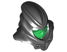 Minifigure, Headgear Ninjago Wrap with Jagged Shoulders with Green Face Mask Pattern: {черен}