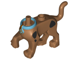 Dog Body Great Dane Scooby-Doo Walking with Right Front Leg Raised and Medium Azure Collar Pattern: {умерен нуга}
