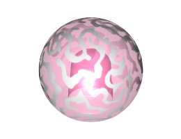 Ball with Stud Receptacle with White Brain Fissures Pattern (Finial Round): {прозрачен умерено червеникаво виолетов}