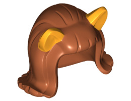 Minifigure, Hair Female Mid-Length Flipped Ends, Short Bangs, with Bright Light Orange Cat Ears Pattern: {тъмно оранжев}