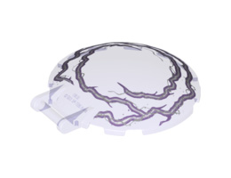 Dish 6 x 6 Inverted - No Studs with Handle with Silver and White Electricity Pattern: {прозрачно ярко синьо-виолетов}