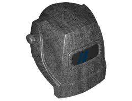 Minifigure, Headgear Helmet Welding with Dark Blue Stripes on Black Visor Pattern : {титаниево метален}