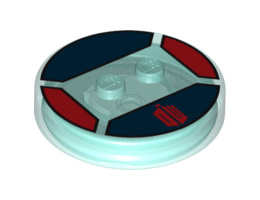 Dimensions Toy Tag 4 x 4 x 2/3 with 2 Studs for The Doctor #7 with Dark Red 'DW' Pattern: {прозрачно светло син}