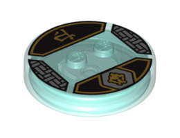 Dimensions Toy Tag 4 x 4 x 2/3 with 2 Studs for Cole #12 with Black and Gold Cole Symbol and Ninjago Logogram 'Earth' Pattern: {прозрачно светло син}