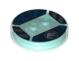 Dimensions Toy Tag 4 x 4 x 2/3 with 2 Studs for ACU Trooper #14 with Jurassic World Logo and Blue Hexagons Pattern: {прозрачно светло син}
